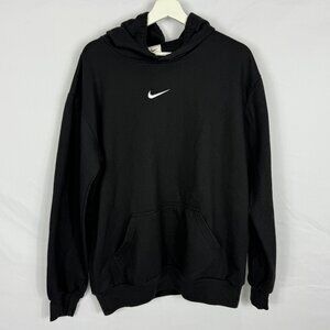 Nike Hoodie Sweatshirt Mens XL Black White Center Swoosh Gym Outdoors Pullover